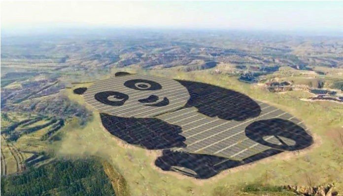 China has built a panda-shaped solar power plant