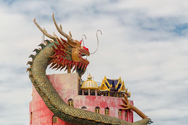 Giant dragon guards temple in Thailand