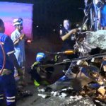 Passengers pulped as a bus smashes into a truck