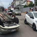 Driver falls asleep at wheel, flips vehicle in Pattaya during early Sunday morning accident-Video