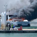 Super yacht GUTTED BY FLAMES in Phuket