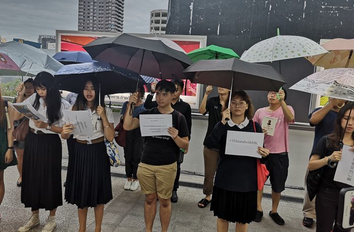 18 PRO-HONG KONG PROTEST STUDENTS GATHER IN DOWNTOWN BANGKOK