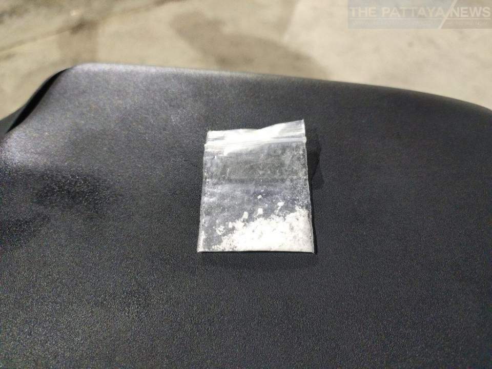 A bag of crystal Methamphetamine discovered on Noppadon Saekow, 22, in Pattaya, Thailand.