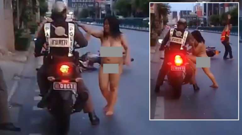 Naked woman attacks policeman after being ‘dumped by her boyfriend’