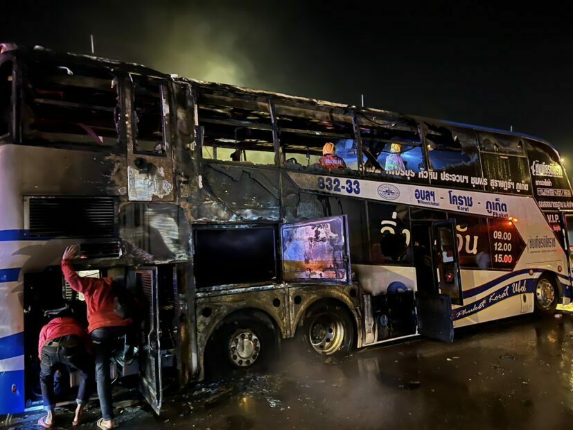 Bus heading to Phuket catches on fire 