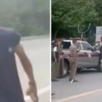 American arrested for smashing man’s car