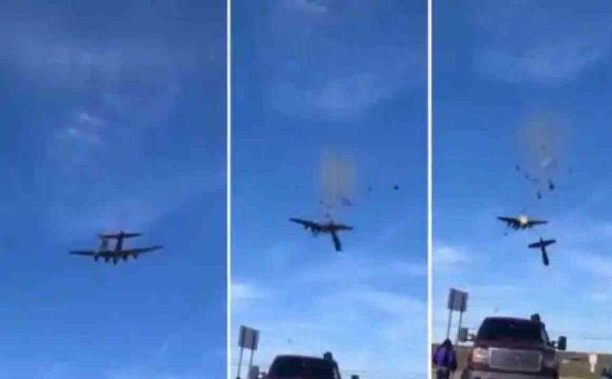 Two World War Two planes collide in mid-air