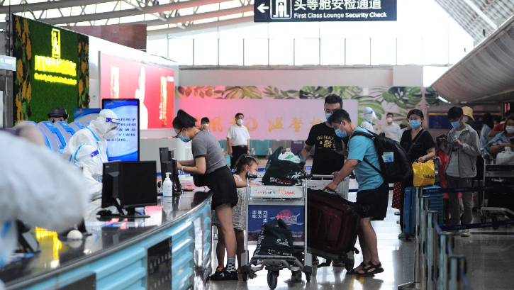 Chinese passengers going abroad