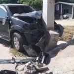 CCTV catches moment Car hits Power Pole