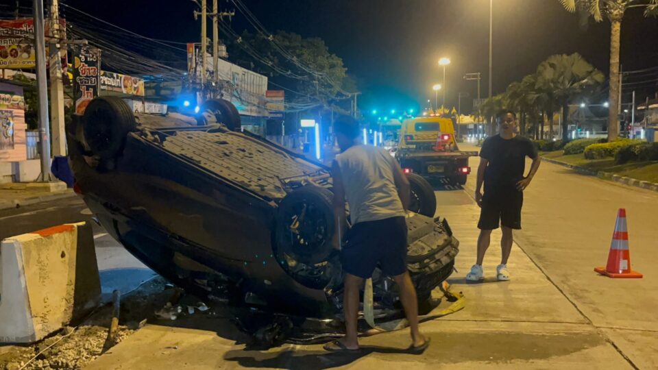Car crashes and flips in pattaya