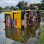 School bus crashes into paddy field