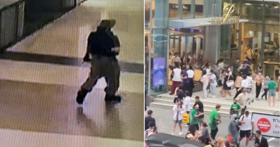 Shoppers flee Bangkok mall as gun shots ring out