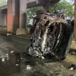 29 Year old driver killed after a flip over crash at Krung Thonburi BTS station