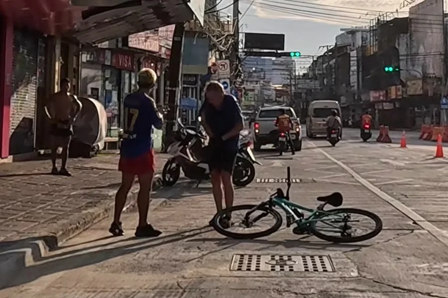 Hit-and-Run: Coach Bus Strikes Foreign Cyclist on Pattaya Sai 2 Road