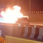 Electric car explodes in flames