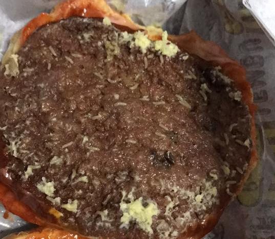 A burger with maggots inside bought from a stall in Singapore