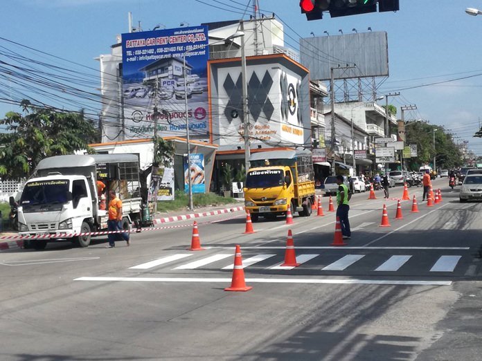 Lanes repainted on Third Road