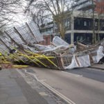 HOSPITAL DRAMA Hampstead scaffolding collapse – Building construction collapses in high winds outside Royal Free Hospital