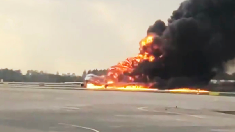 Footage Emerges Of Plane Crash Landing On Fire At Russian Airport