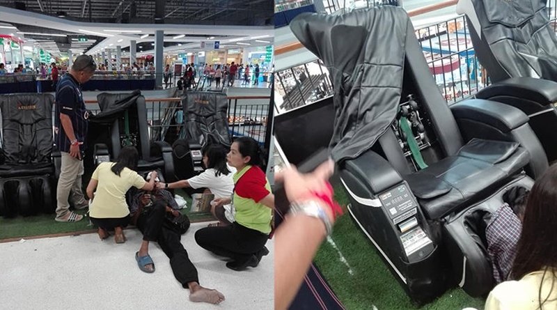 Electric massage chair almost strangles man to death in mall