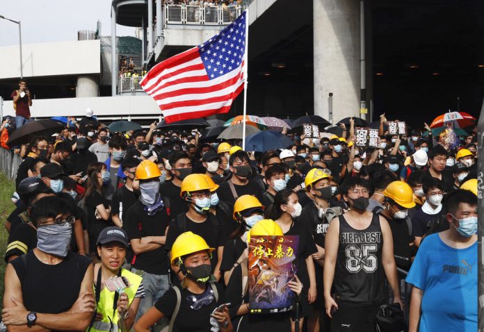 HONG KONG POLICE TEAR GAS PROTEST AGAINST MOB VIOLENCE