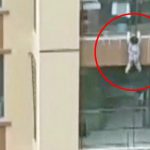 Child falls SIX FLOORS and is caught in a blanket