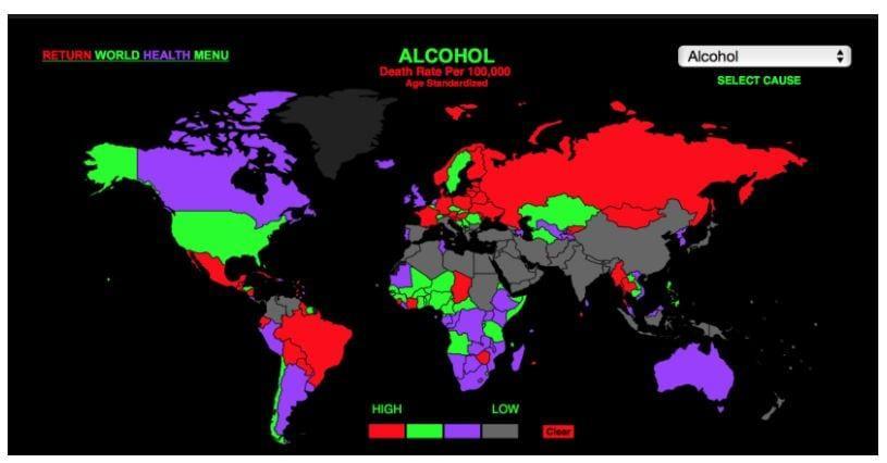 Death by Alcohol, how does your country rank?