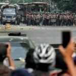 Myanmar security forces ram car into Yangon protest