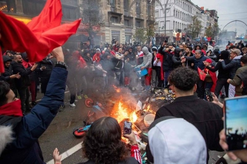 Riots in Brussels after Morocco beat Belgium