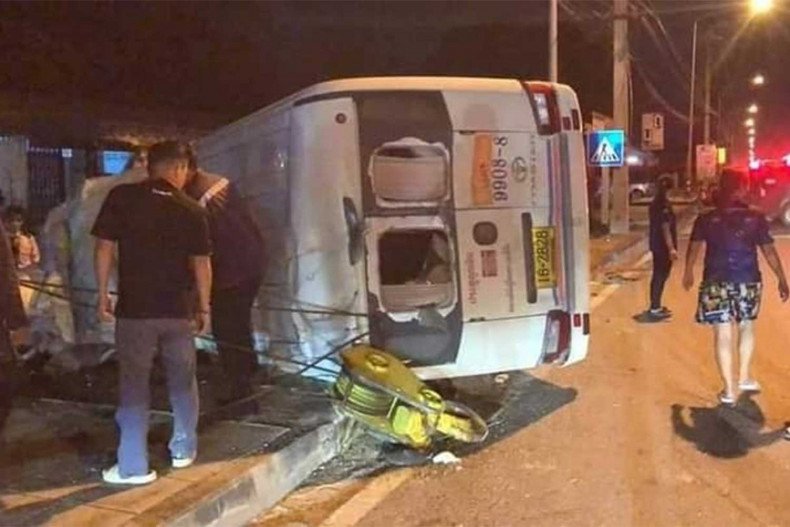 Crane takes out minibus one killed