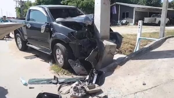 CCTV catches moment Car hits Power Pole