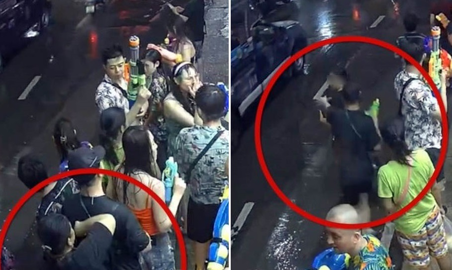 Thief slashing backpack on Walking Street