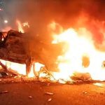 car bursts into flames