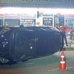 reckless American driver caused a Honda Jazz to flip