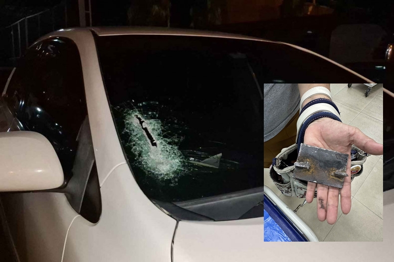 Luck to be Alive as Steel plate smashes windscreen