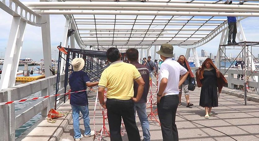 Pier walkway roof project nears completion