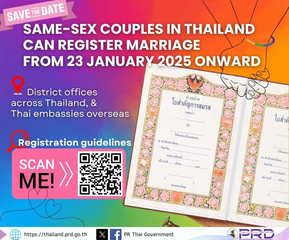 Thailand to Officially Allow Same-Sex Marriage Starting January 23